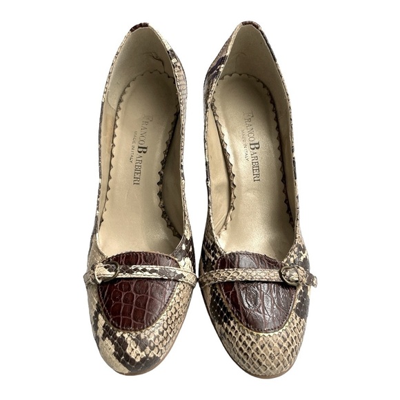Flawless leather sole snakeskin Franco Barbieri pumps size 6.5 M - Picture 5 of 13
